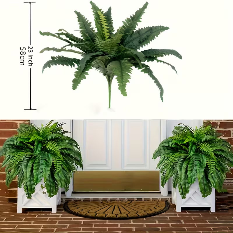 Large Artificial Boston Fern, Realistic Fake Greenery for Indoor Outdoor Home Garden Porch Wedding Farmhouse All Season Decor