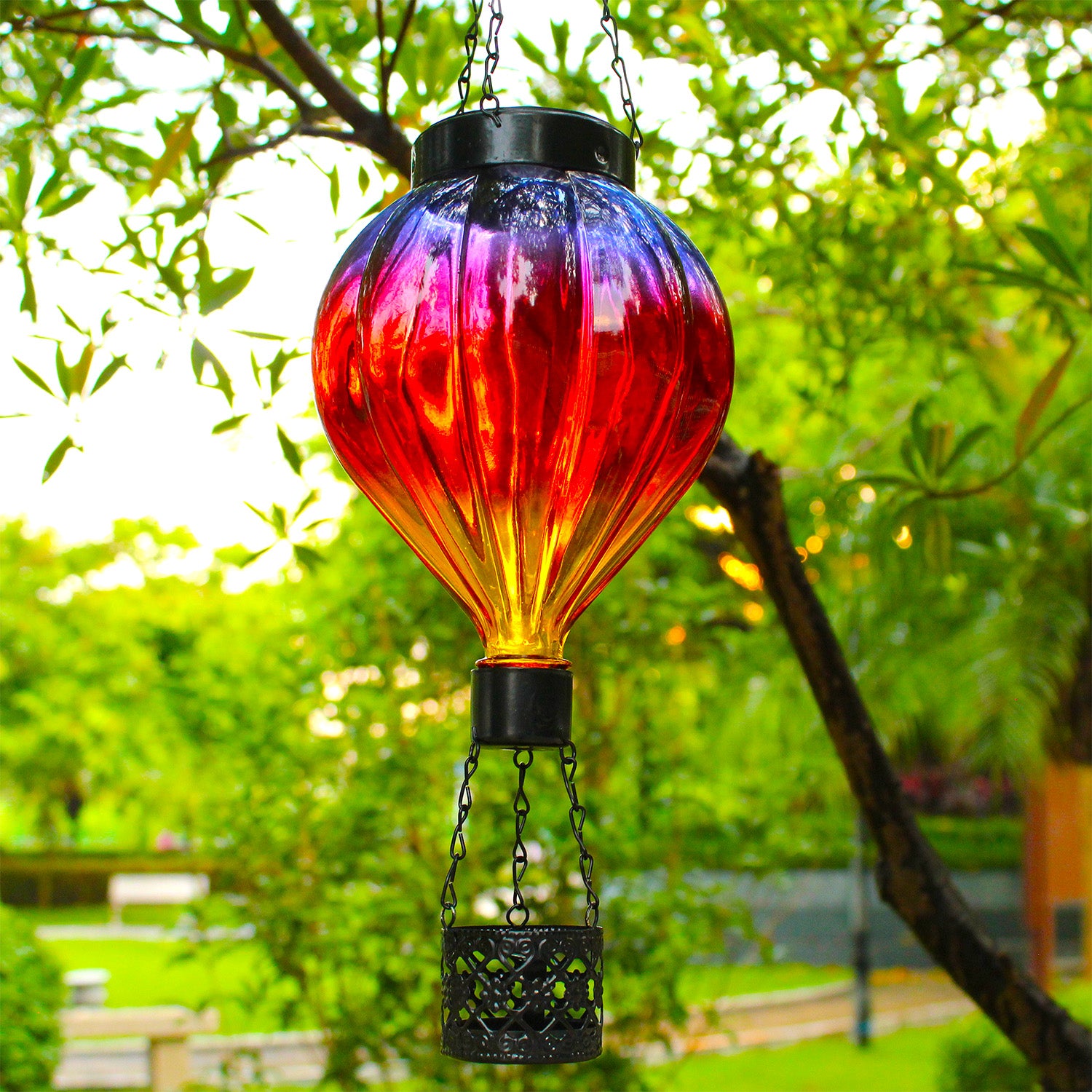 Handmade Hot Air Balloon Solar Flame Lantern-Amber Crimson