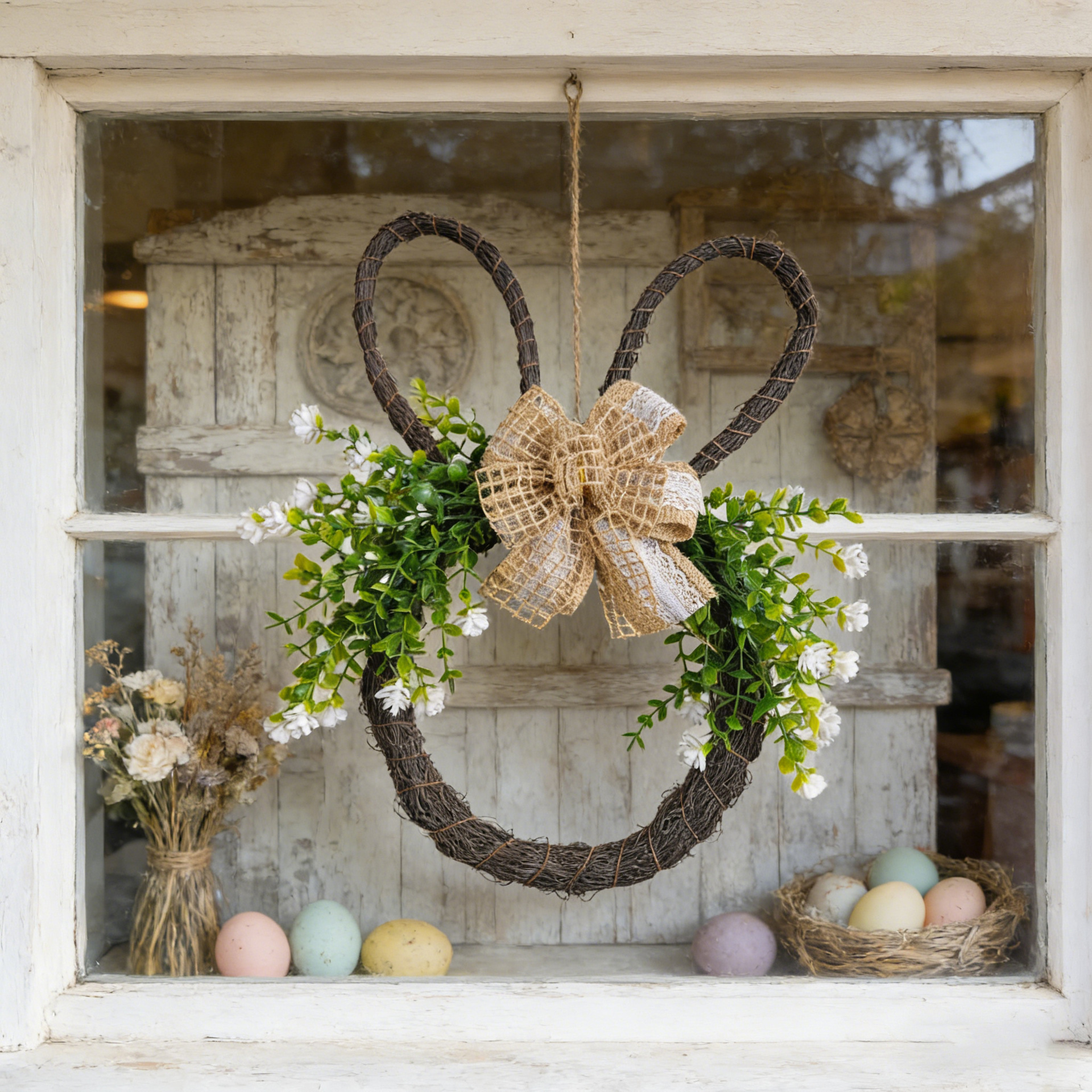 Easter Bunny Head Wreath 🐇 | Rustic Farmhouse Front Door Decor for Spring & Home