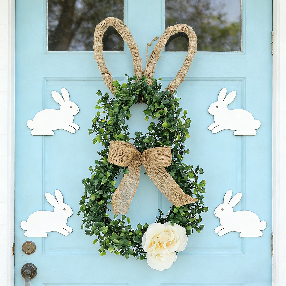 Easter Bunny Artificial Wreath - Rustic Farmhouse Decor for Spring, Home & Party 🐇