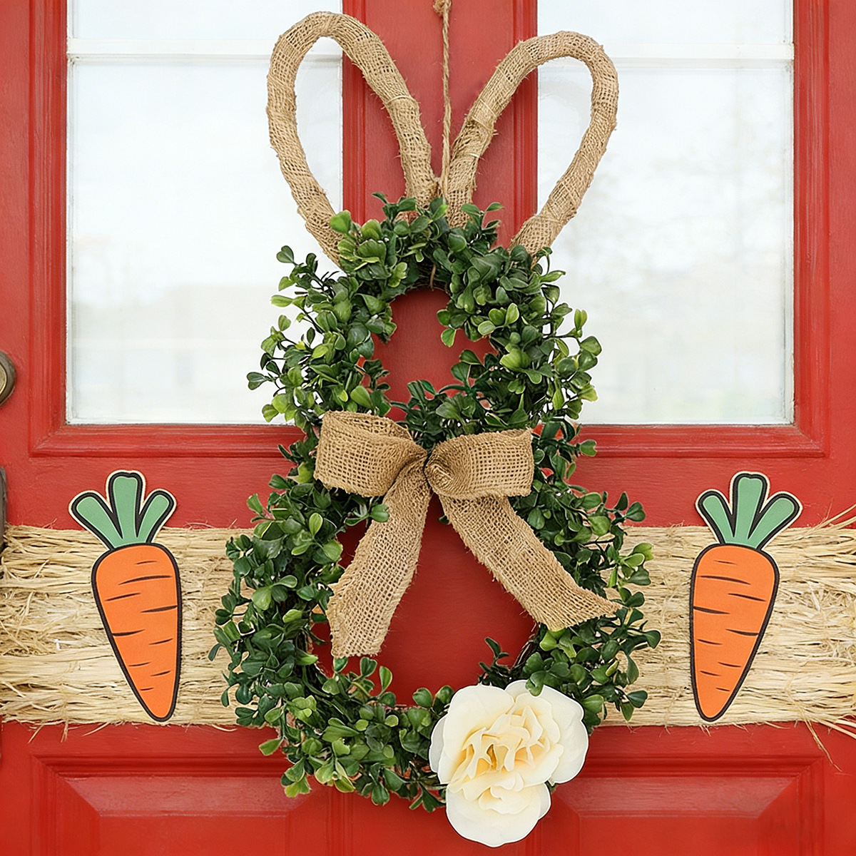 Easter Bunny Artificial Wreath - Rustic Farmhouse Decor for Spring, Home & Party 🐇