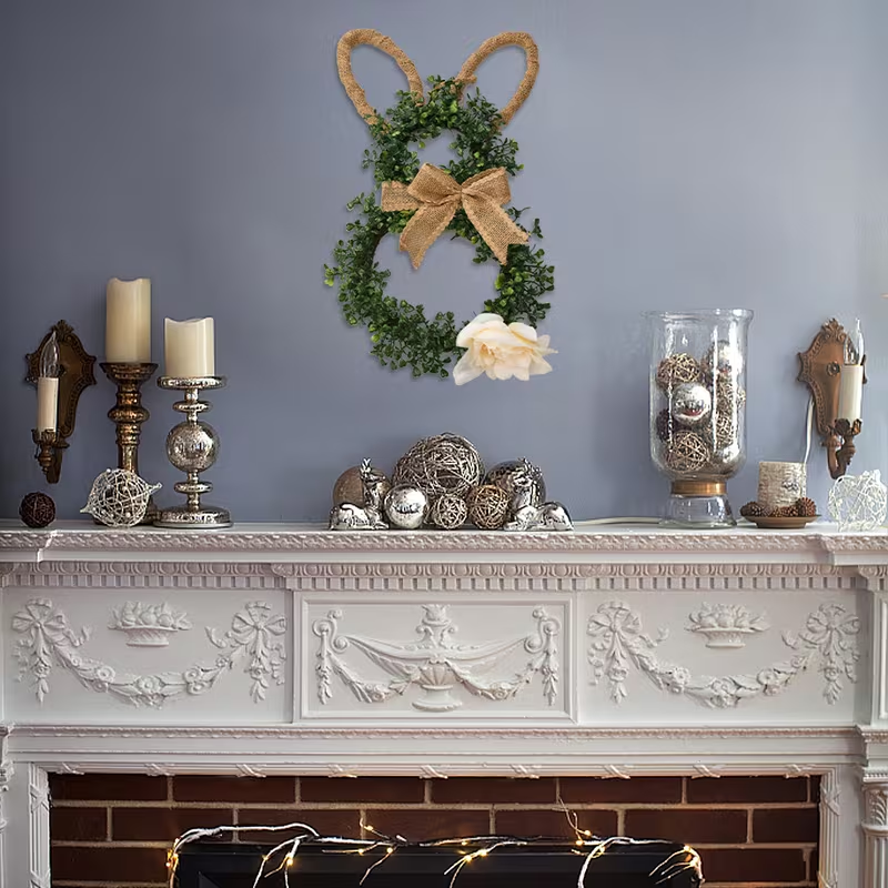 Easter Bunny Artificial Wreath - Rustic Farmhouse Decor for Spring, Home & Party 🐇