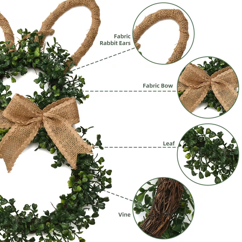 Easter Bunny Artificial Wreath - Rustic Farmhouse Decor for Spring, Home & Party 🐇