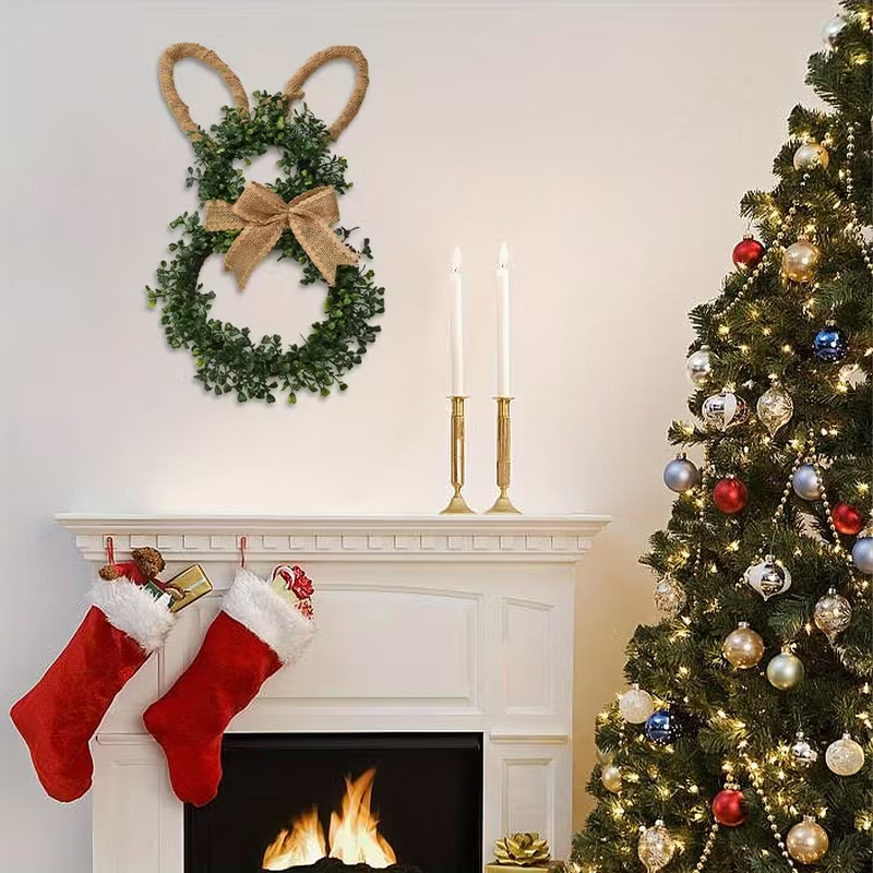 Easter Bunny Artificial Wreath - Rustic Farmhouse Decor for Spring, Home & Party 🐇