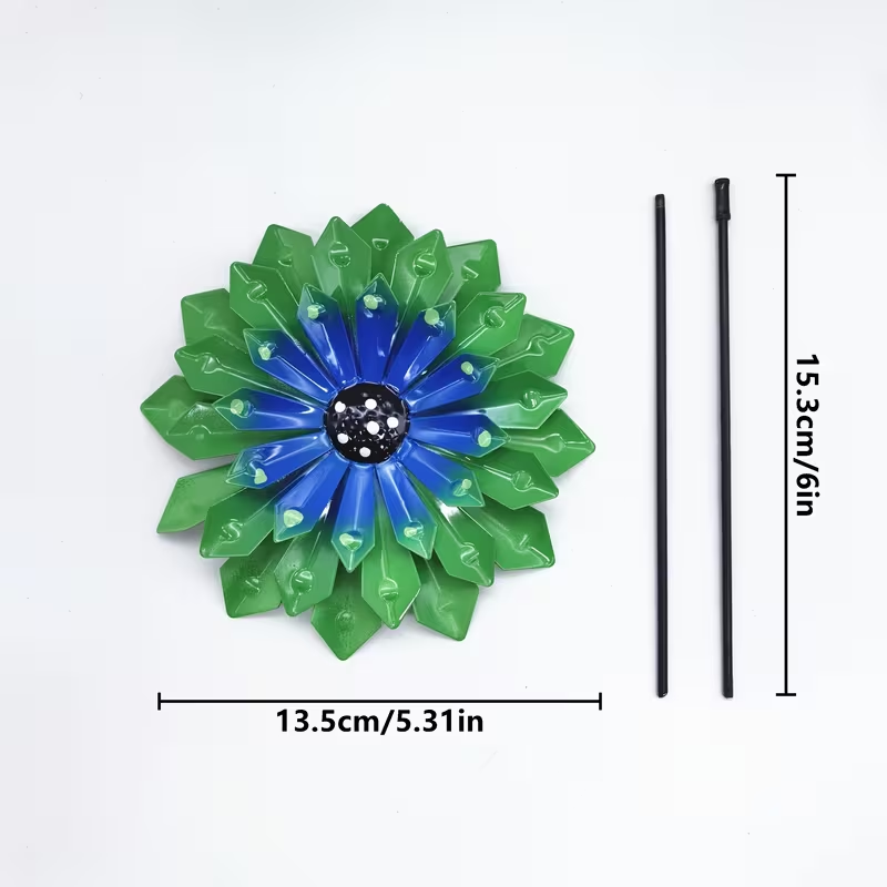Vibrant Metal Zinnia Flower Garden Stake 🎨 | Rust-Proof Iron Yard Art with Stake