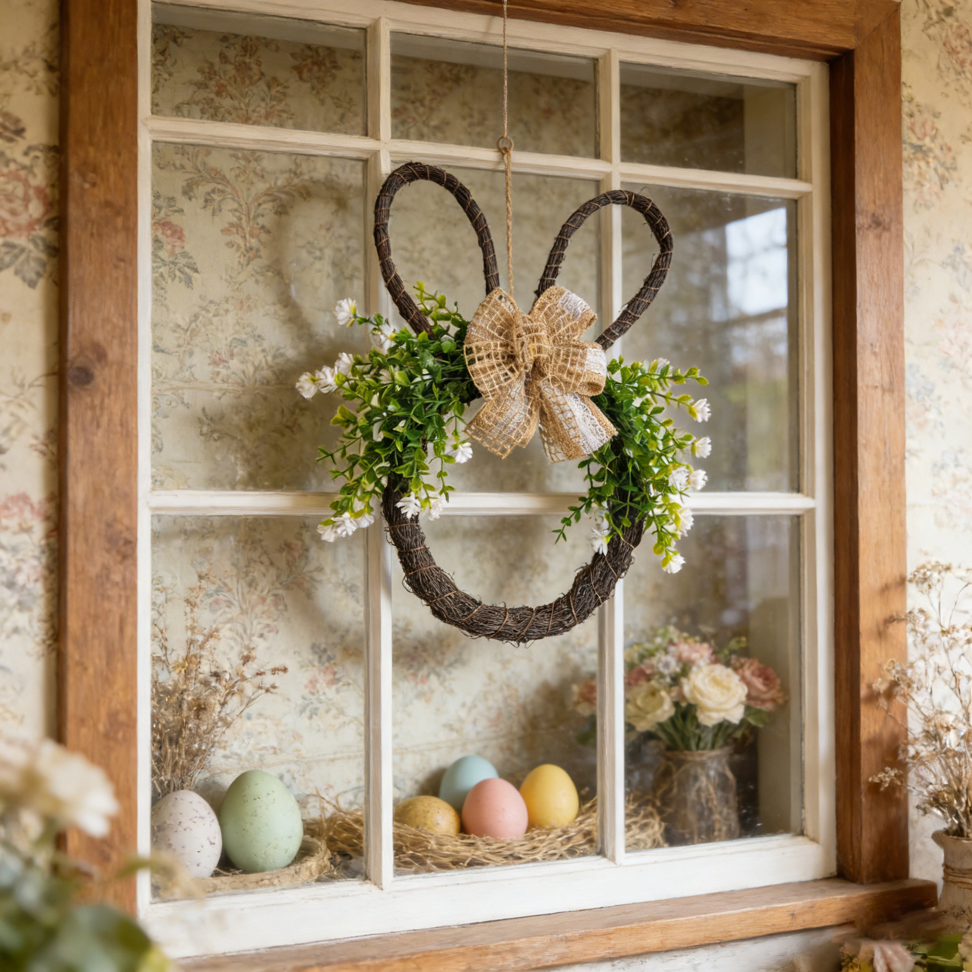Easter Bunny Head Wreath 🐇 | Rustic Farmhouse Front Door Decor for Spring & Home