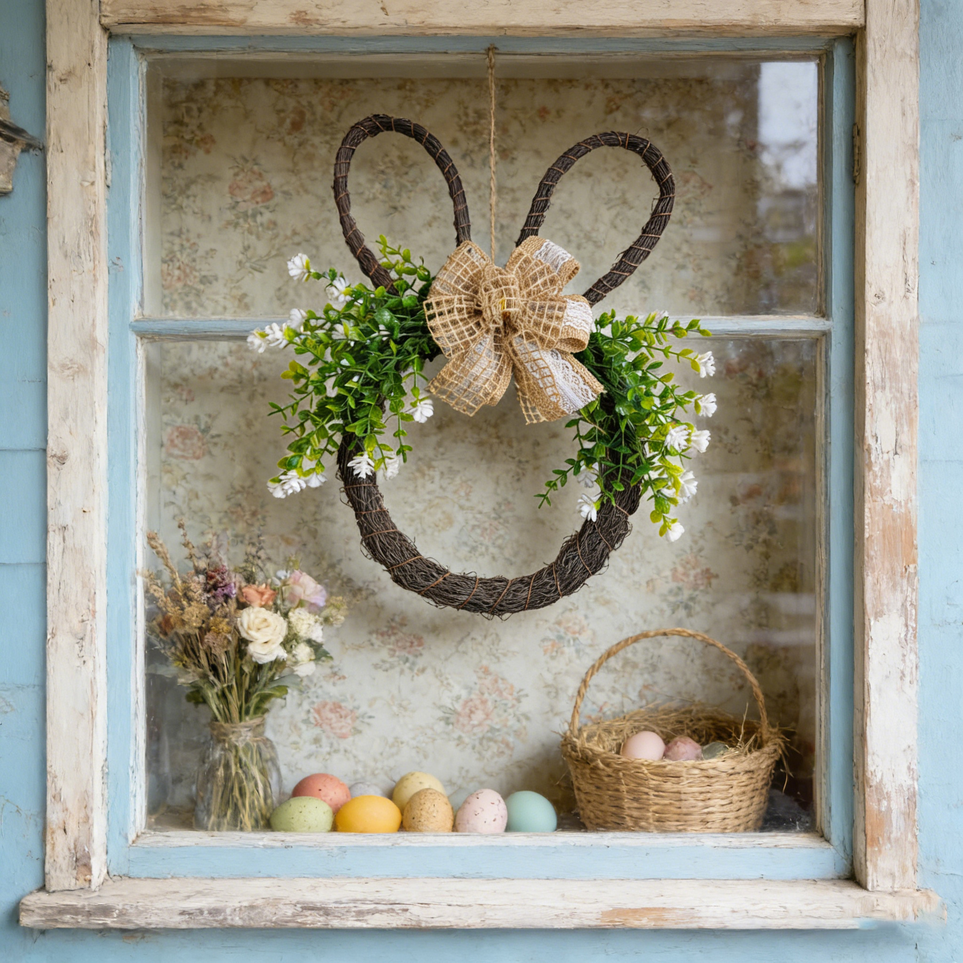 Easter Bunny Head Wreath 🐇 | Rustic Farmhouse Front Door Decor for Spring & Home