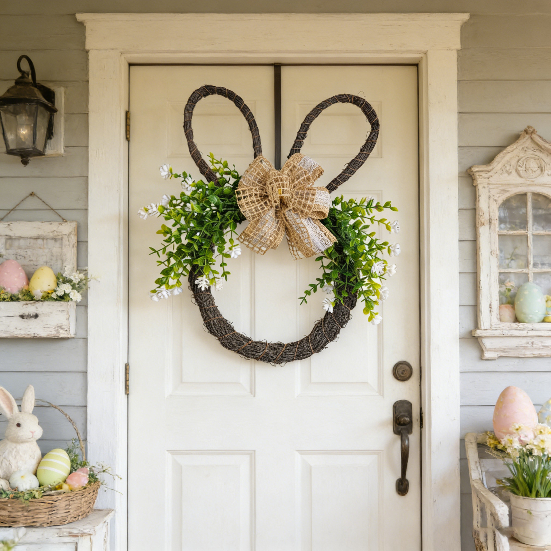Easter Bunny Head Wreath 🐇 | Rustic Farmhouse Front Door Decor for Spring & Home