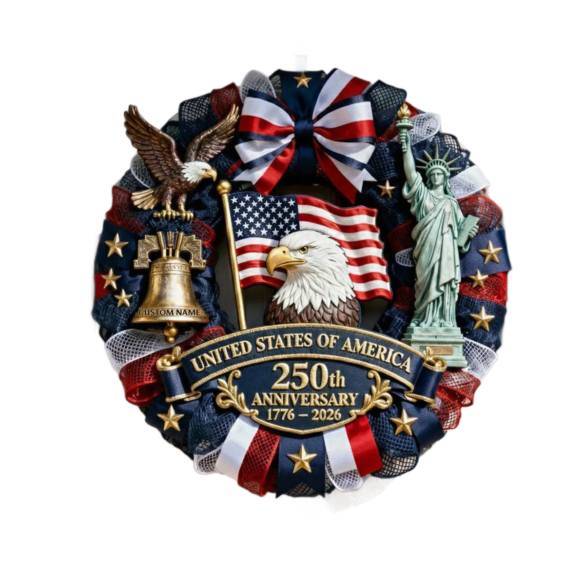 🎆 Natural Wood Patriotic Door Wreath | 4th of July & 250th Anniversary Wall Decor🎇