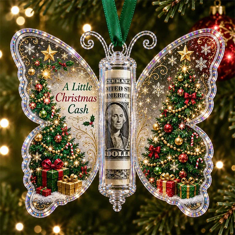 ⏰LAST DAY SALE 50% OFF！🦋💵 3D Embossed Butterfly Christmas Cash Gift Ornament – Holiday Money Holder Keepsake ✨