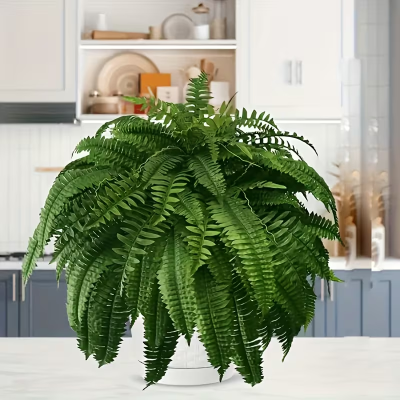 Large Artificial Boston Fern, Realistic Fake Greenery for Indoor Outdoor Home Garden Porch Wedding Farmhouse All Season Decor