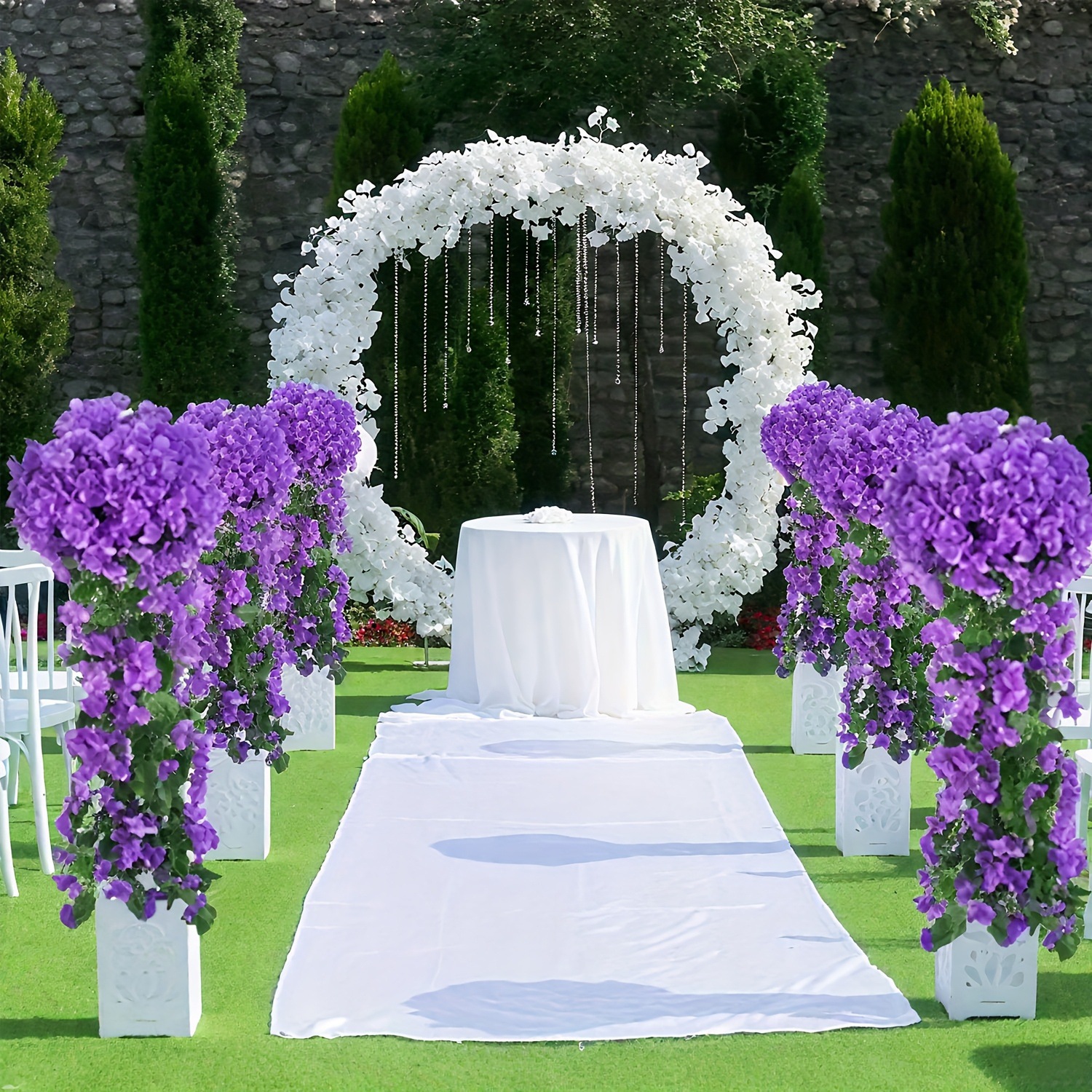 2-Pack Realistic Artificial Violet Hanging Flower Vines | Lifelike Trailing Garland for Wedding & Garden
