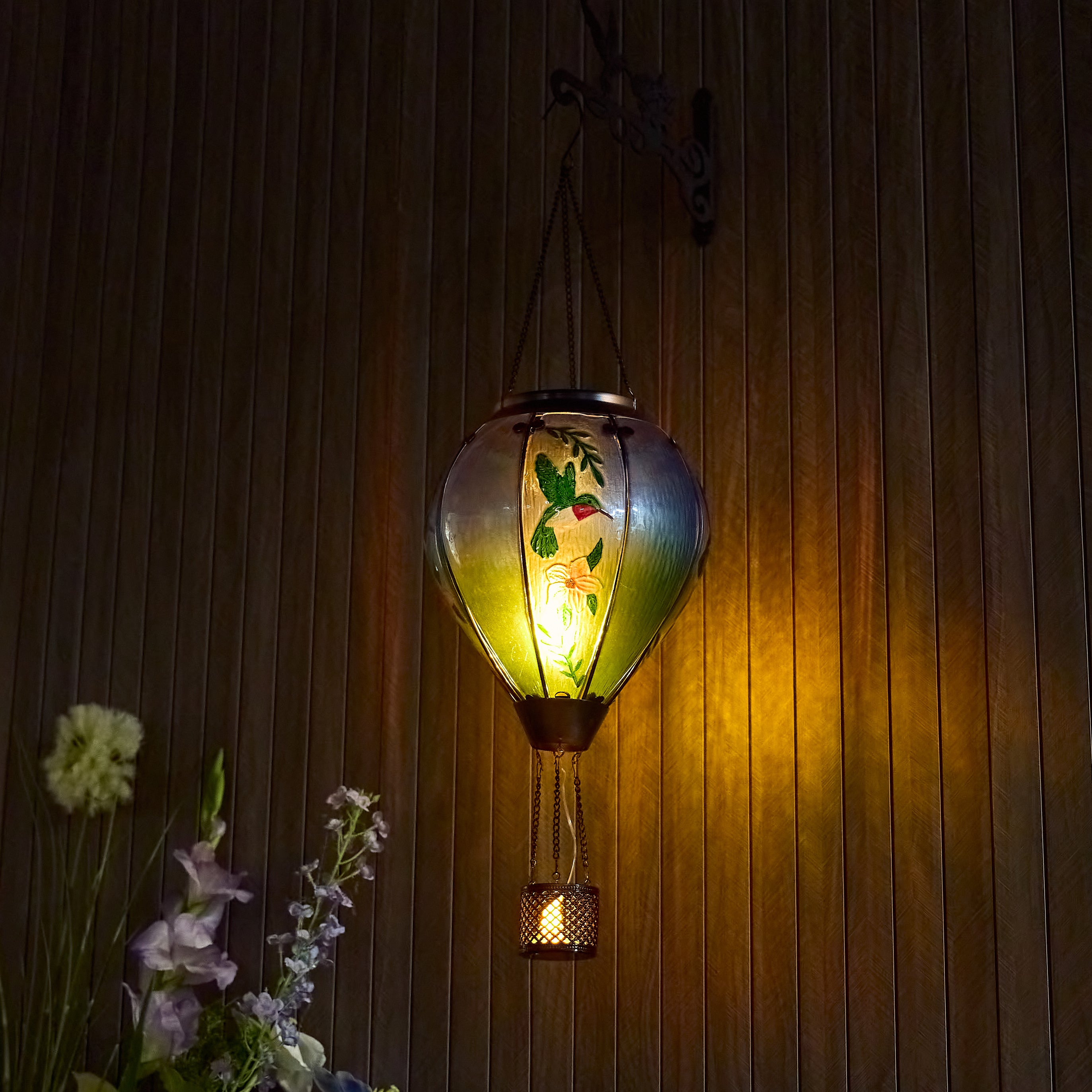 Handmade Hot Air Balloon Solar Flame Lantern-Hummingbird