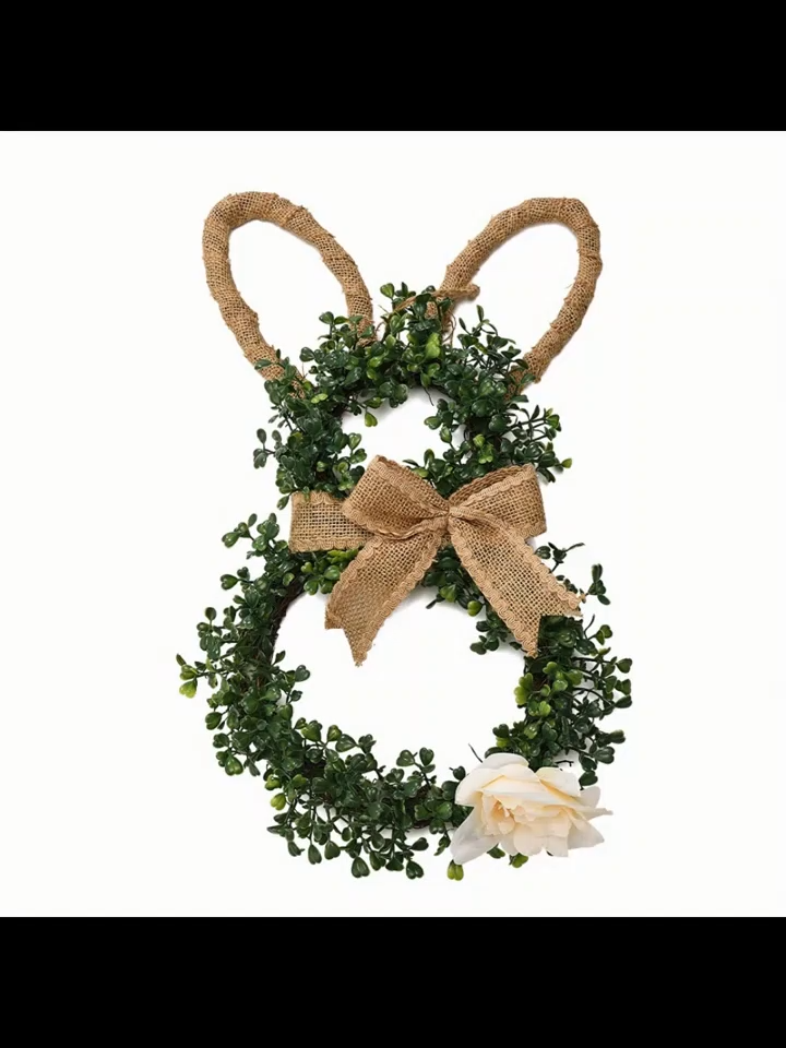 Easter Bunny Artificial Wreath - Rustic Farmhouse Decor for Spring, Home & Party 🐇