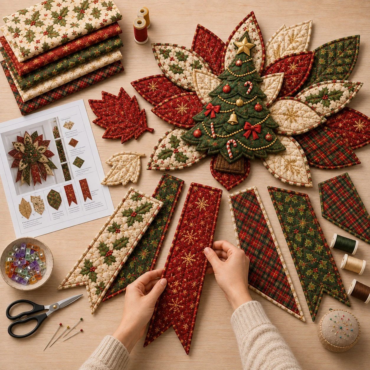 🎄Christmas Quilted Door Hanging DIY🧵 Sewing Kit — Choose Your Design