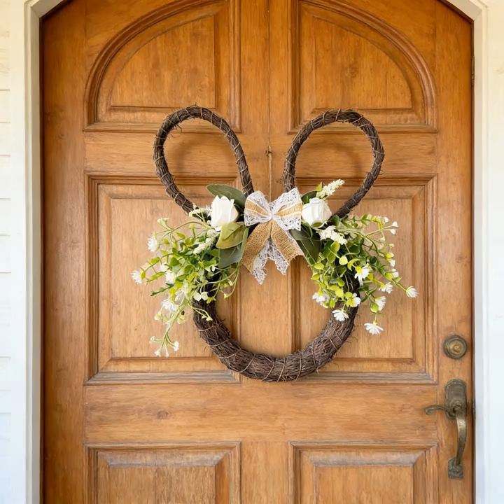 Easter Bunny Head Wreath 🐇 | Rustic Farmhouse Front Door Decor for Spring & Home