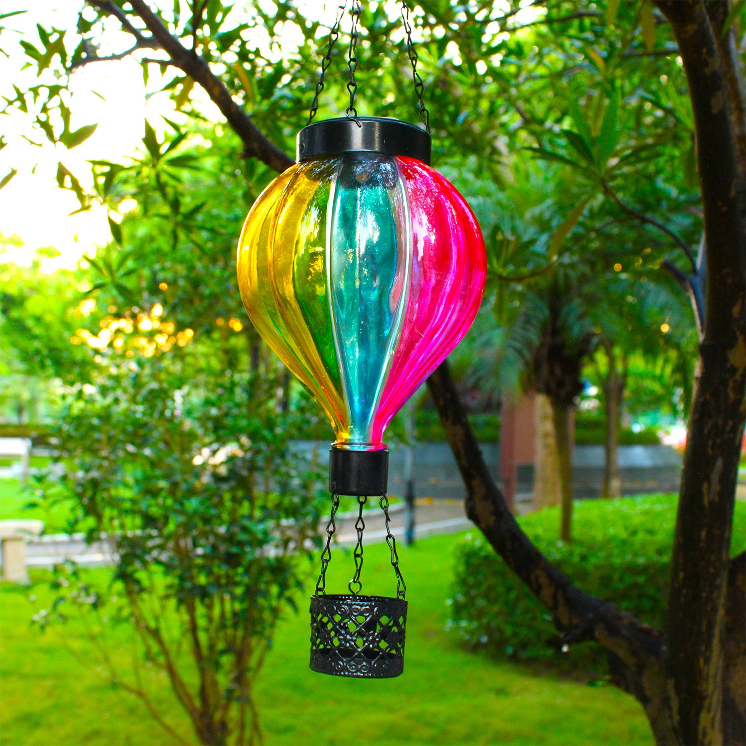 Handmade Hot Air Balloon Solar Flame Lantern-Candy Stripe