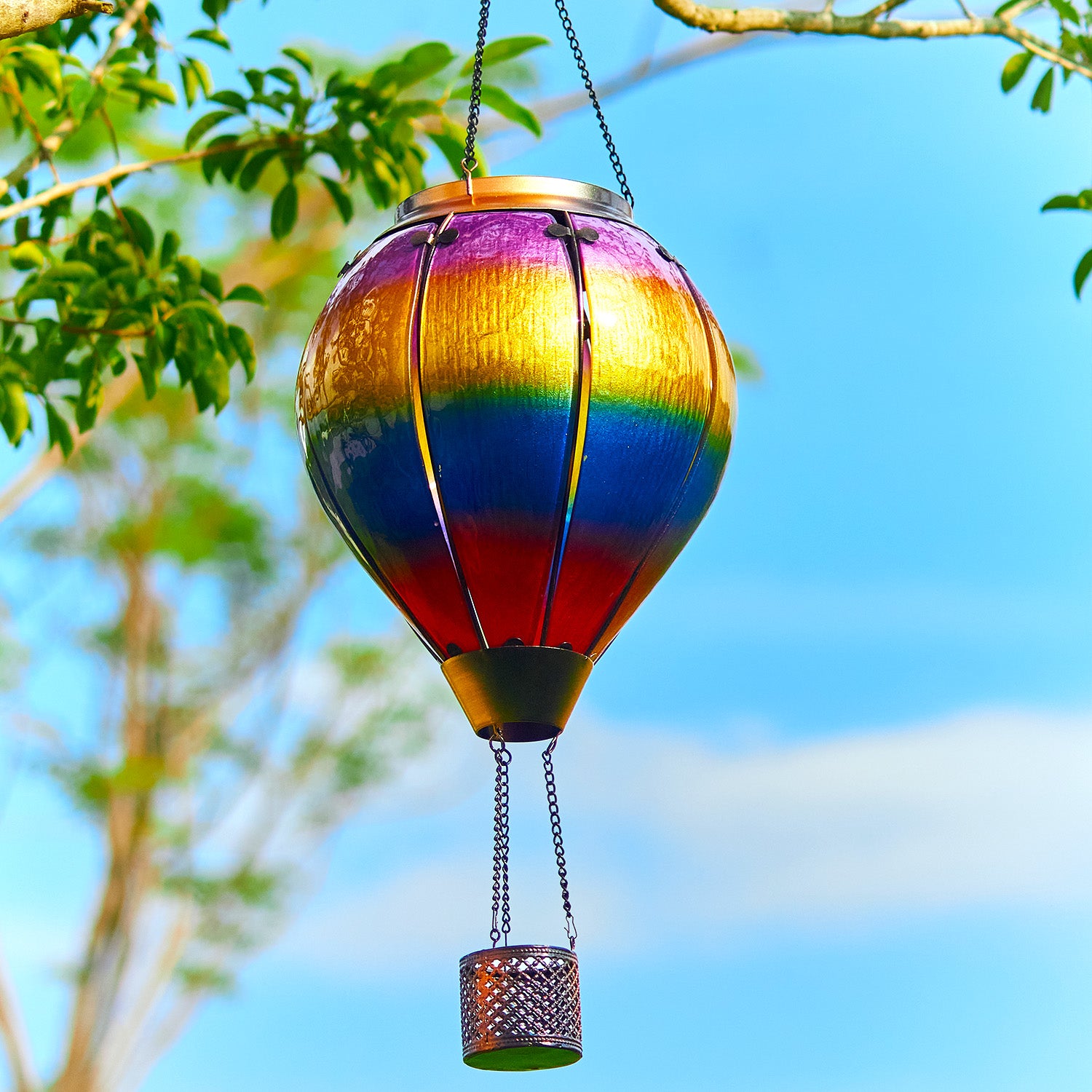 Handmade Hot Air Balloon Solar Flame Lantern-Sunset Stripes