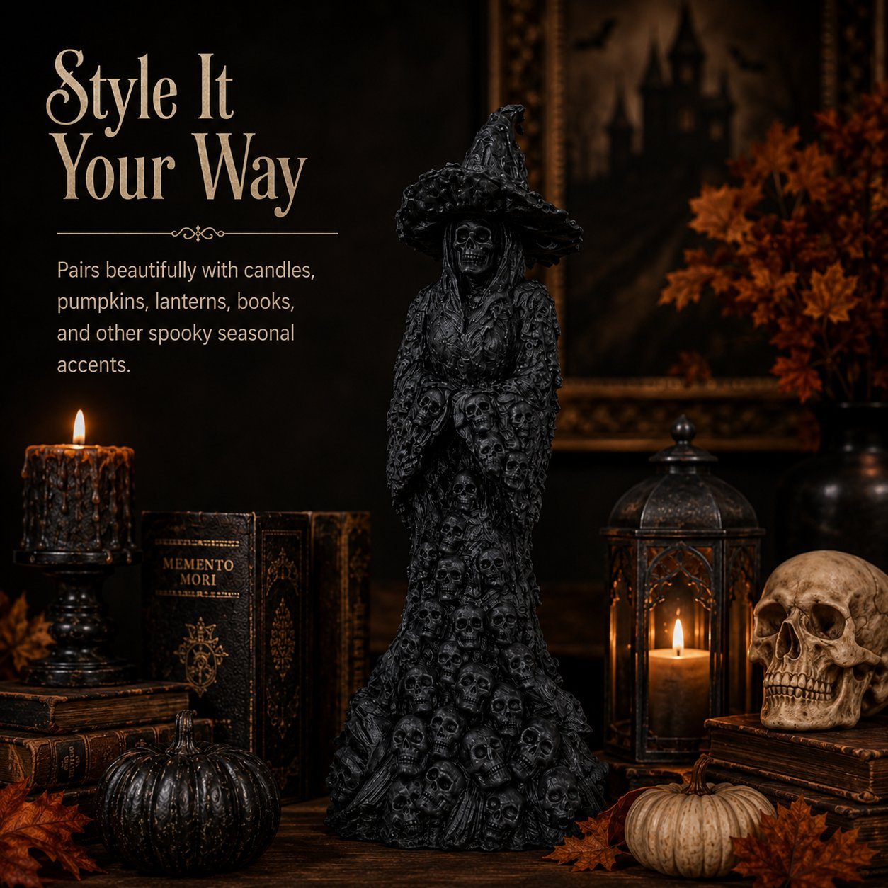 Creepy Skeleton Witch Figurine Decoration💀