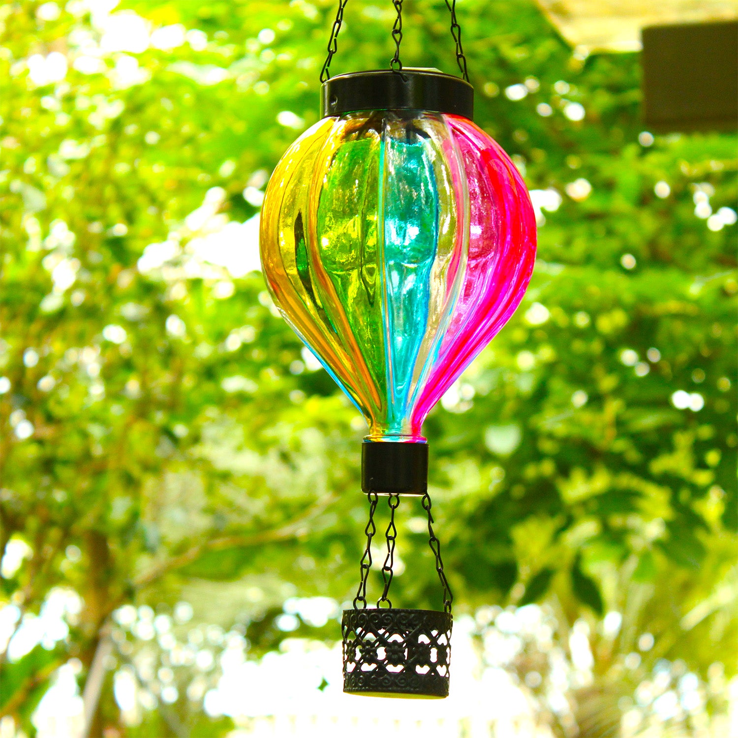 Handmade Hot Air Balloon Solar Flame Lantern-Candy Stripe