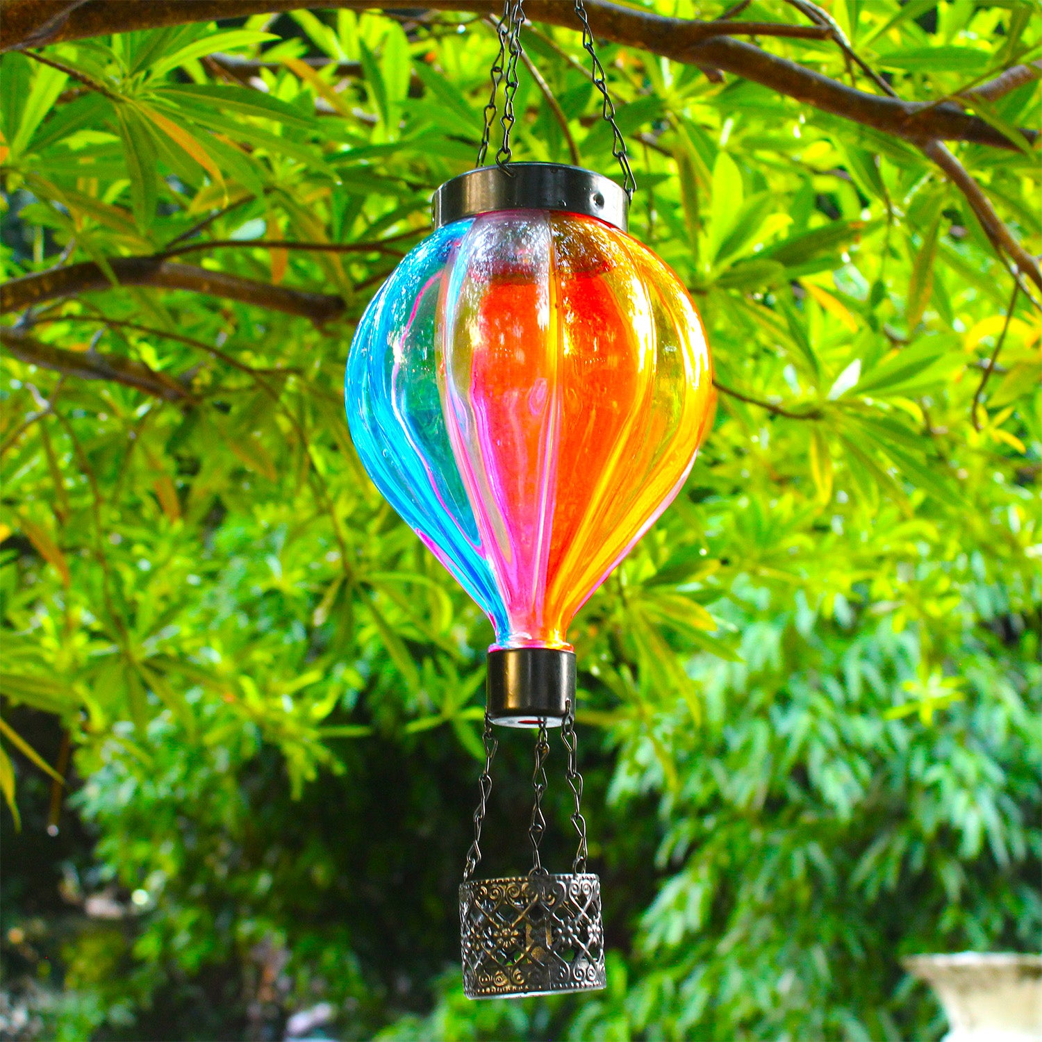 Handmade Hot Air Balloon Solar Flame Lantern-Candy Stripe