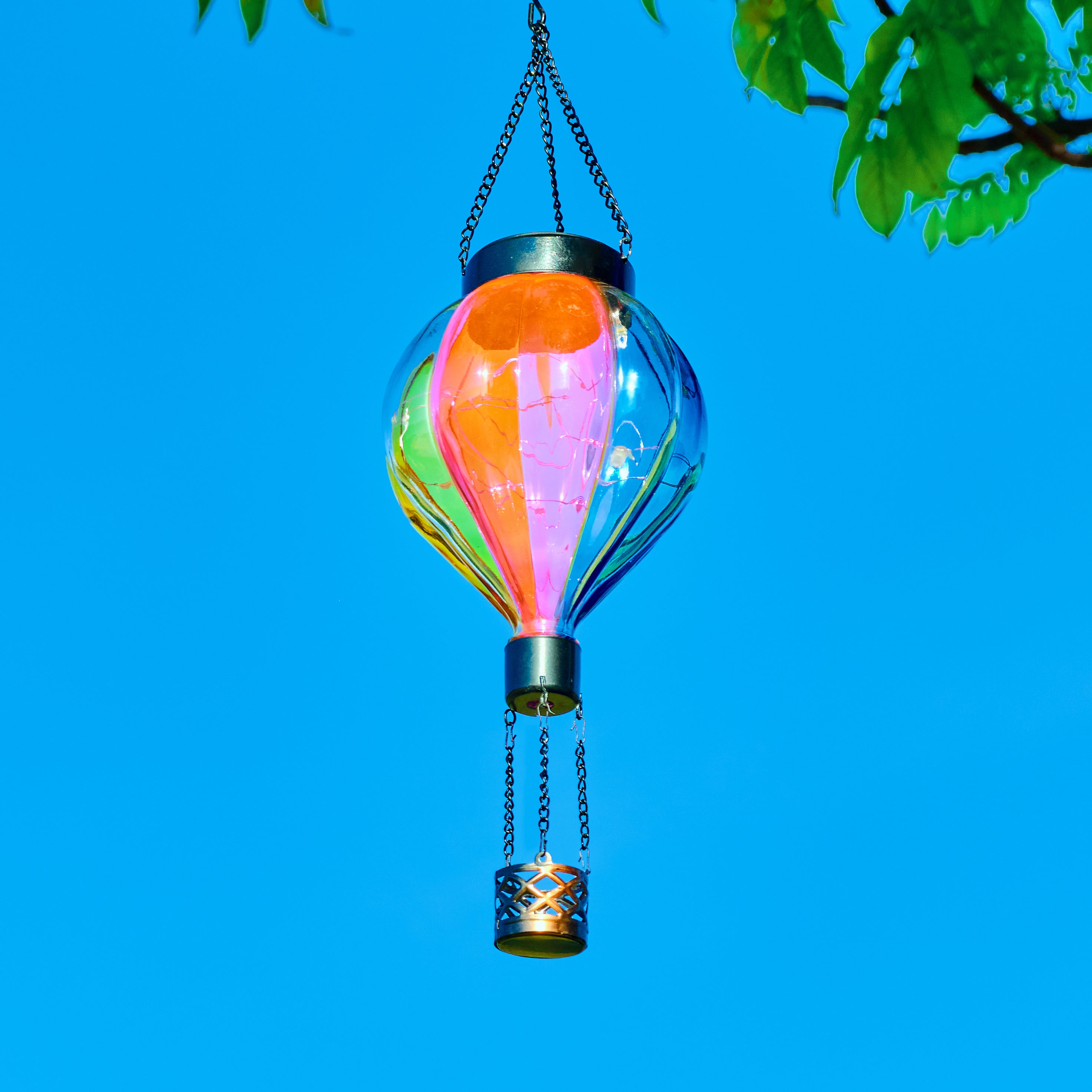 Handmade Hot Air Balloon Solar Flame Lantern-Candy Stripe