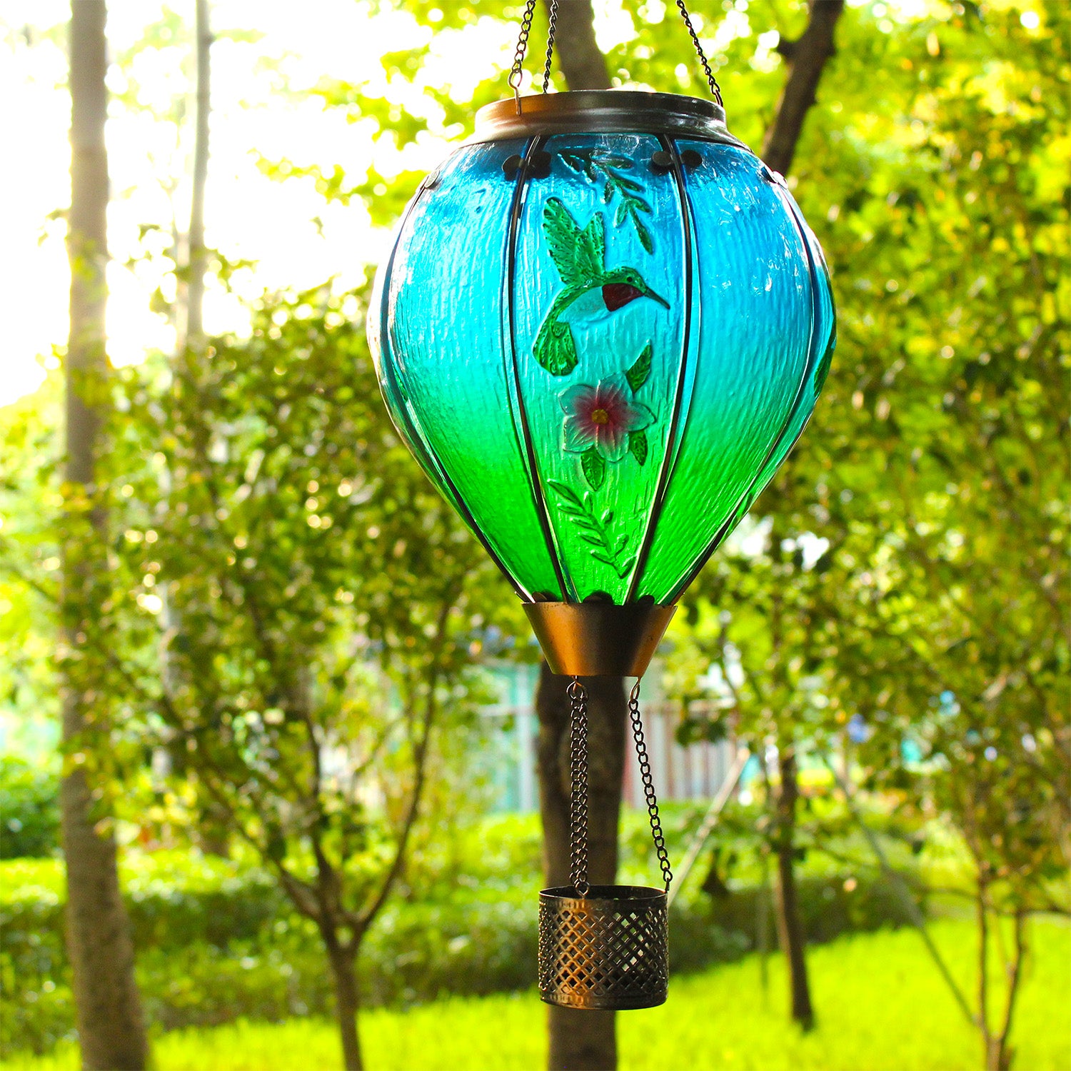 Handmade Hot Air Balloon Solar Flame Lantern-Hummingbird