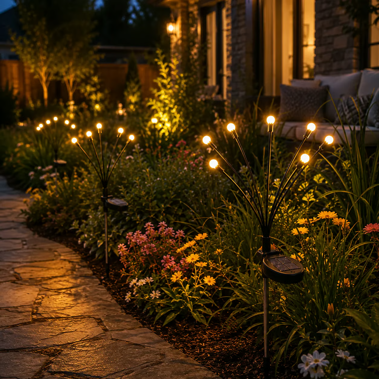 🎉🌈Last day 49% OFF - 🔥Outdoor Solar Firefly Lights, 4/8 Pack Waterproof Garden Stake Lights with Auto Dusk-to-Dawn Glow
