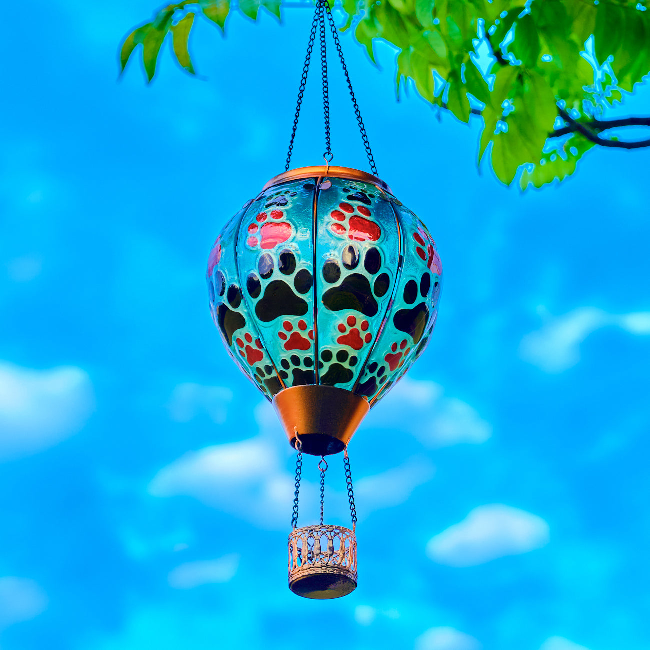 Handmade Hot Air Balloon Solar Flame Lantern-Cat Paw