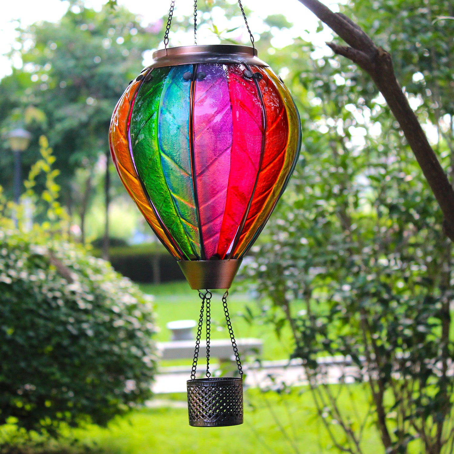 Handmade Hot Air Balloon Solar Flame Lantern-Vibrant Leaf