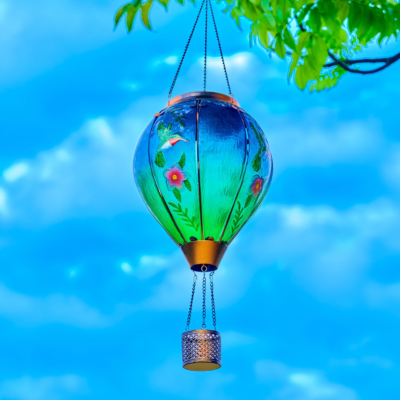 Handmade Hot Air Balloon Solar Flame Lantern-Hummingbird