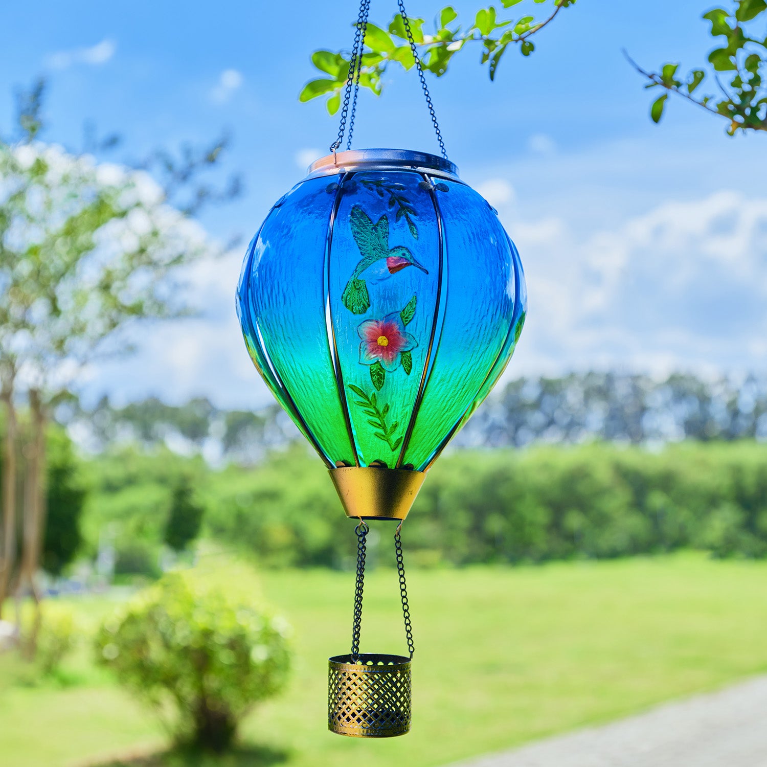 Handmade Hot Air Balloon Solar Flame Lantern-Hummingbird