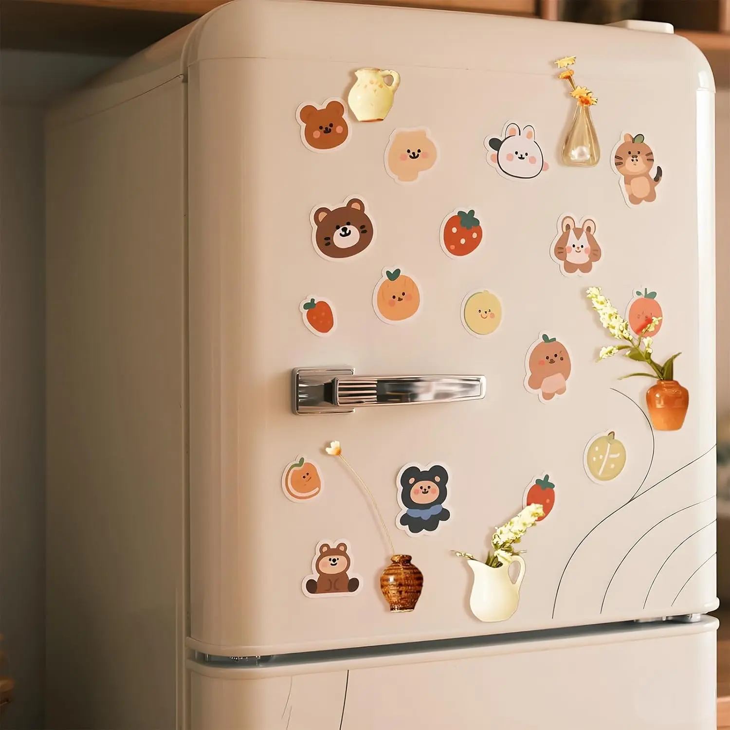 8PCS Mini Vase Magnets for Fridge,Mini Bud Vases Magnetic,Small 3D Ceramic Flower Vase Cute Fridge Magnet Set for Kitchen and Office Decoration (B-8PCS)