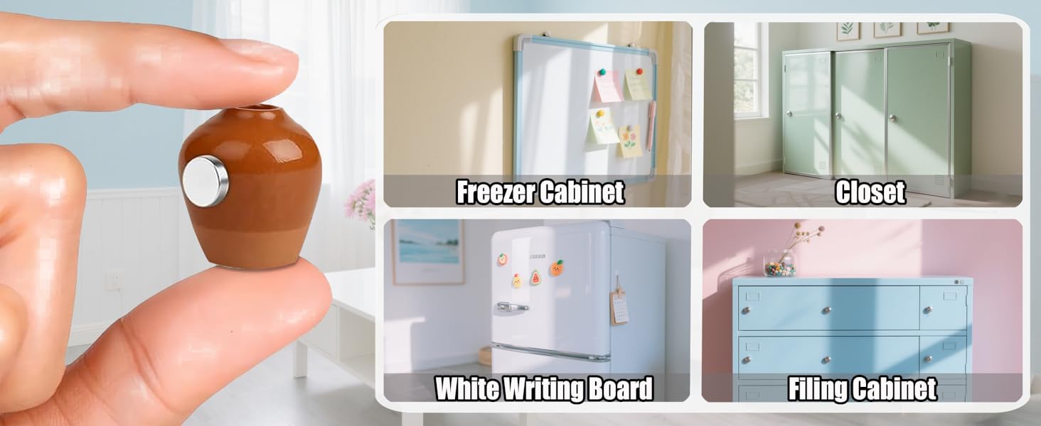 8PCS Mini Vase Magnets for Fridge,Mini Bud Vases Magnetic,Small 3D Ceramic Flower Vase Cute Fridge Magnet Set for Kitchen and Office Decoration (B-8PCS)