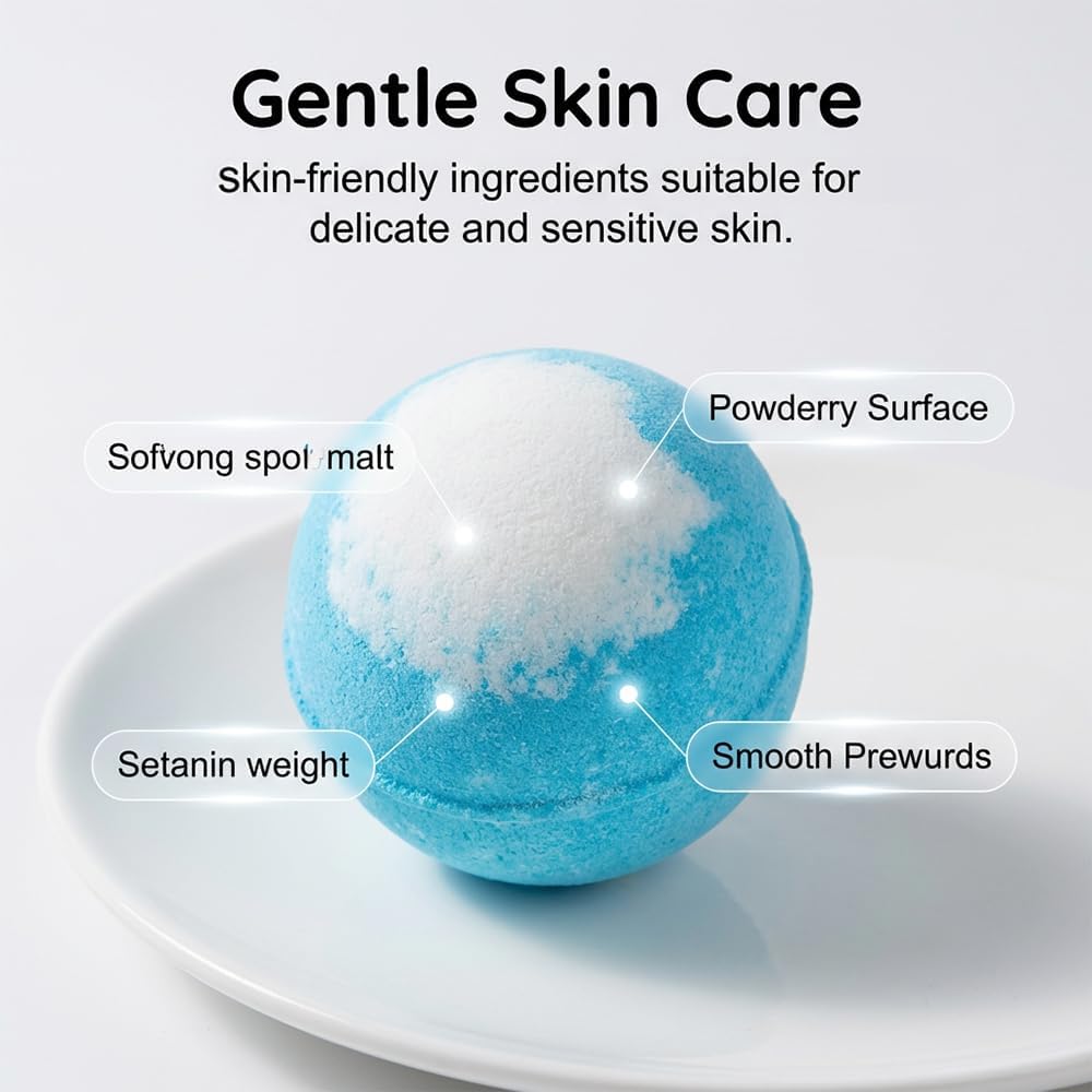 Ocean Toy Bath Salt Ball Sleeve Box Bath Bombs, 2026 New 12-Pack Bath Bombs with Surprise Spring Inside, Upgrade Easter Gifts Bubble Easter Basket Stuffers Easter Egg Fillers (Blue 12Pcs)