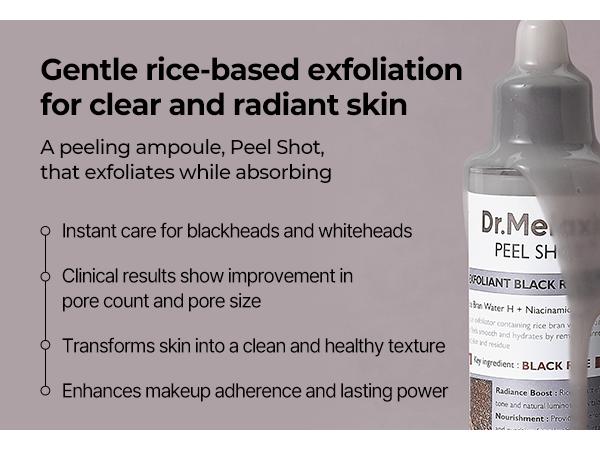 [Dr.Melaxin Official] Peel Shot Care Set | Peel Shot Amples (Black Rice & White Rice) + Peel Shot Toner Rice Exfoliating Ferment  Extract Korean Cosmetics Skin Repair