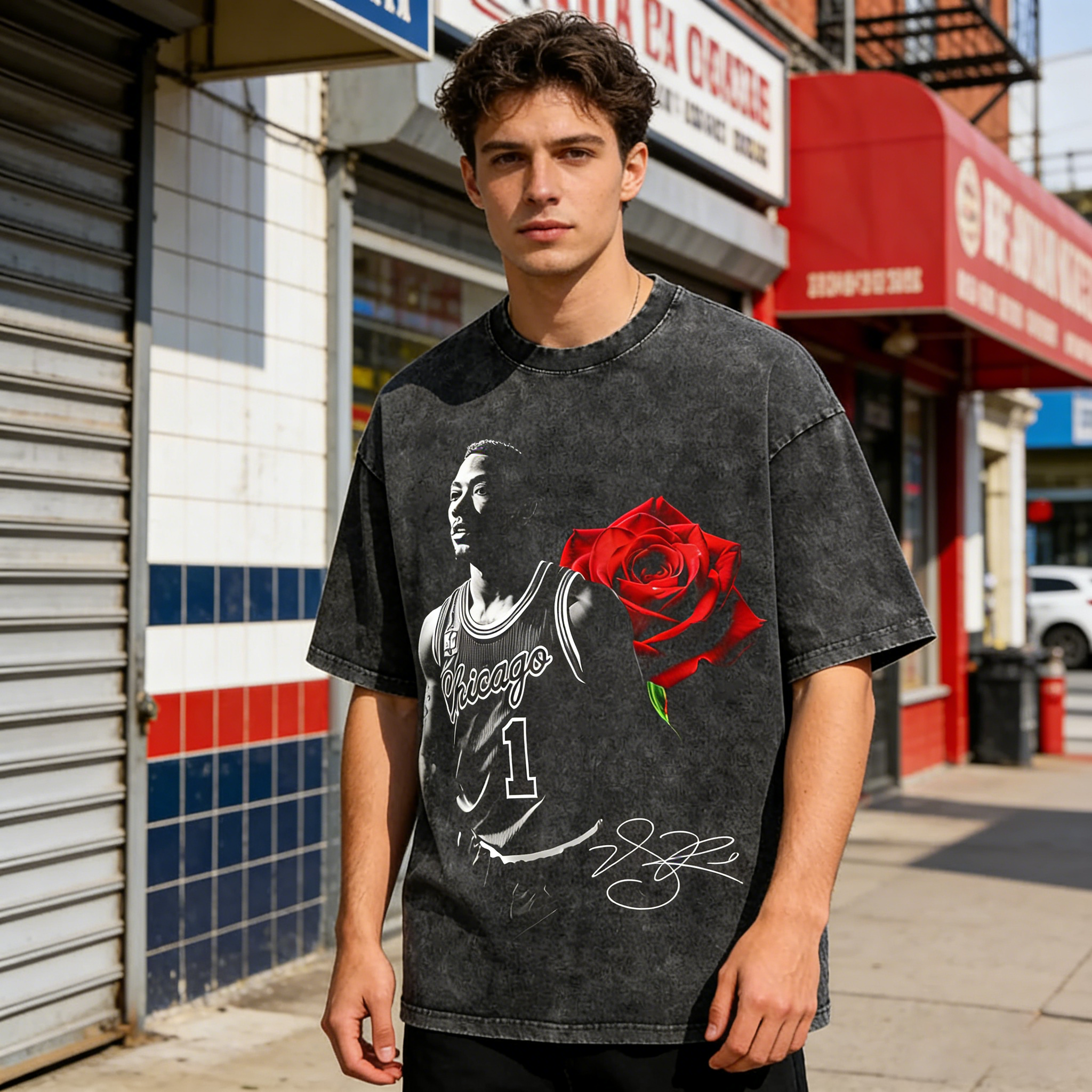 Derrick Rose Printed Men's Washed Tee