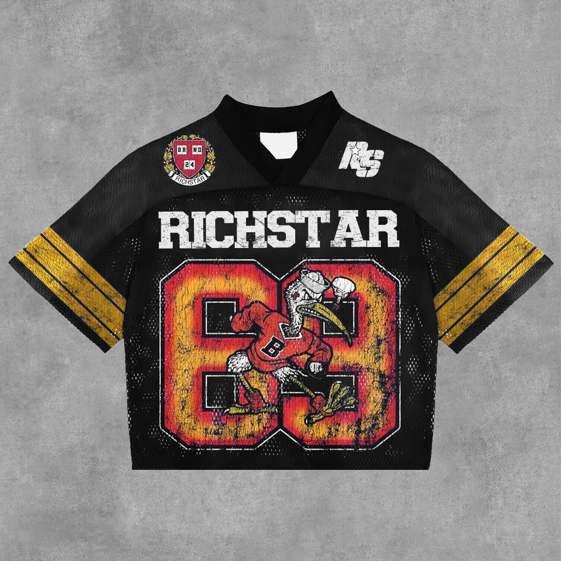  Vintage Rich Star No 69 Graphics Blokette Blokecore V-Neck T-Shirt