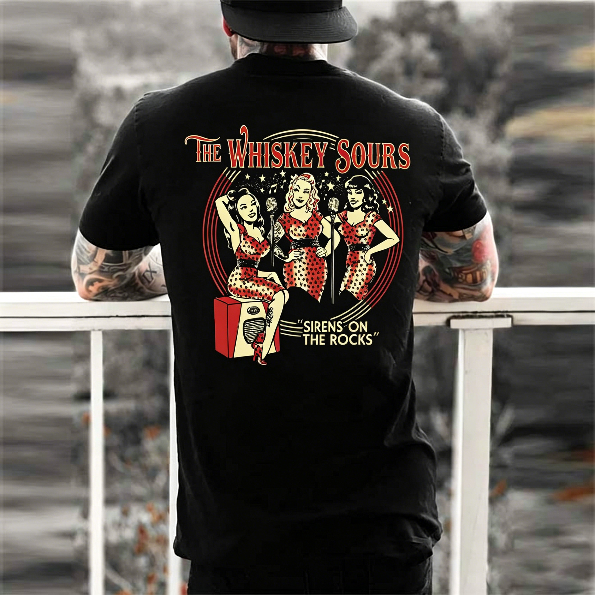 THE WHISKEY SOURS "SIRENS-ON THE ROCKS" Printed Men's T-shirt