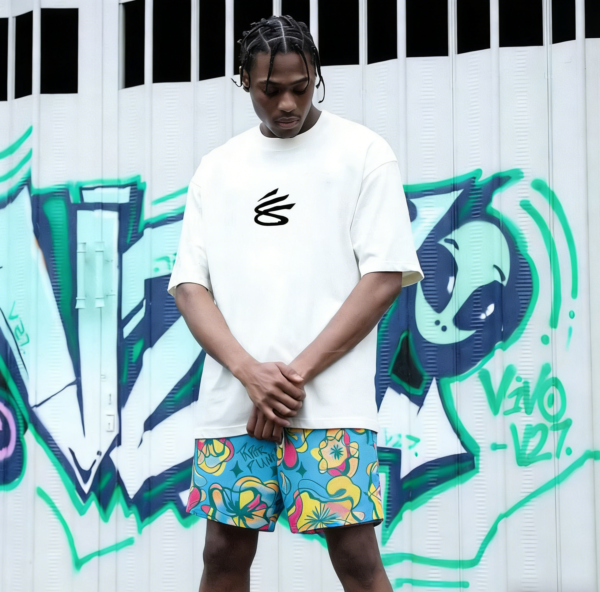 Paper Plane Floral Men's Athletic Shorts