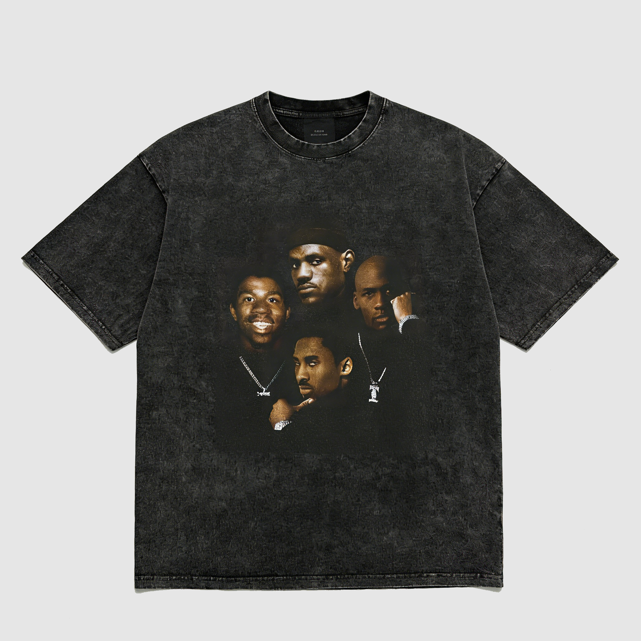 KOBE & MJ & MAGIC & LEBRON Printed Men's Washed Tee