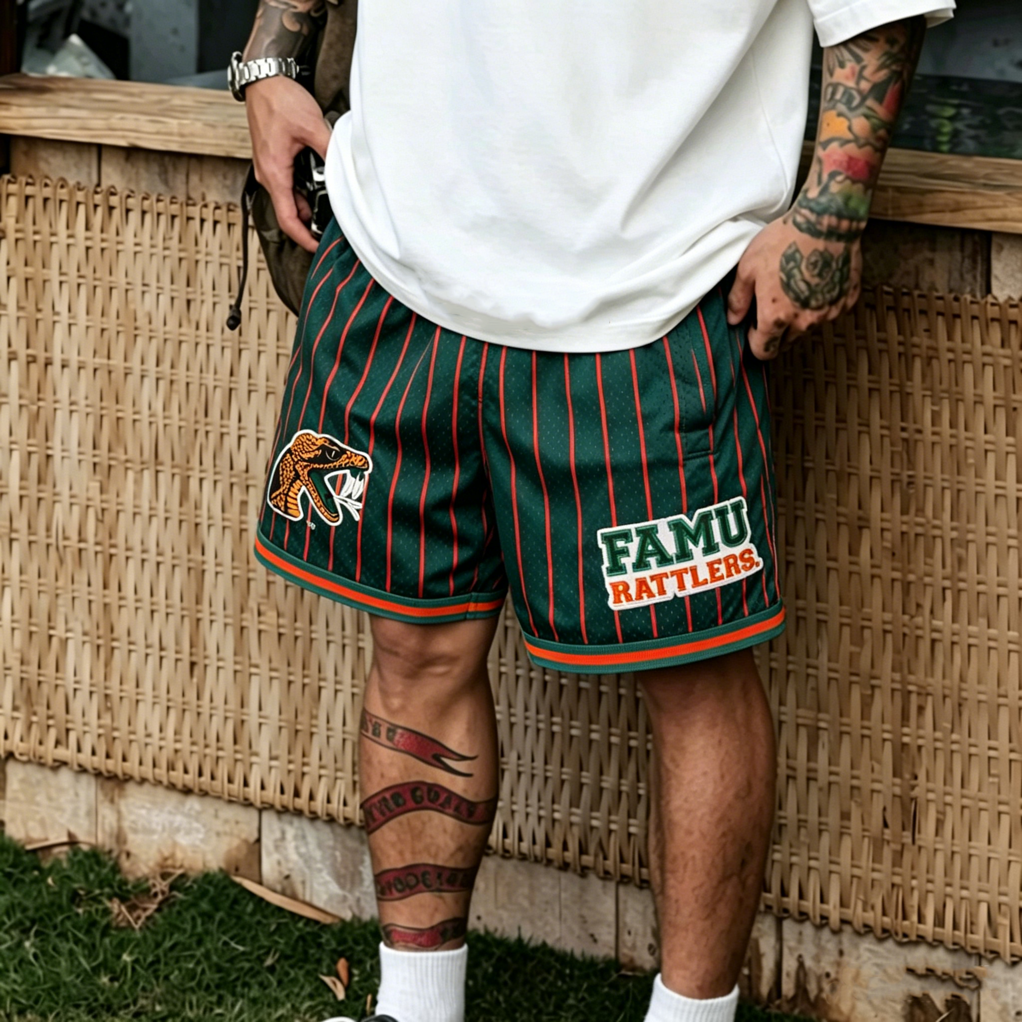 GREEN FAMU BASKETBALL SHORTS