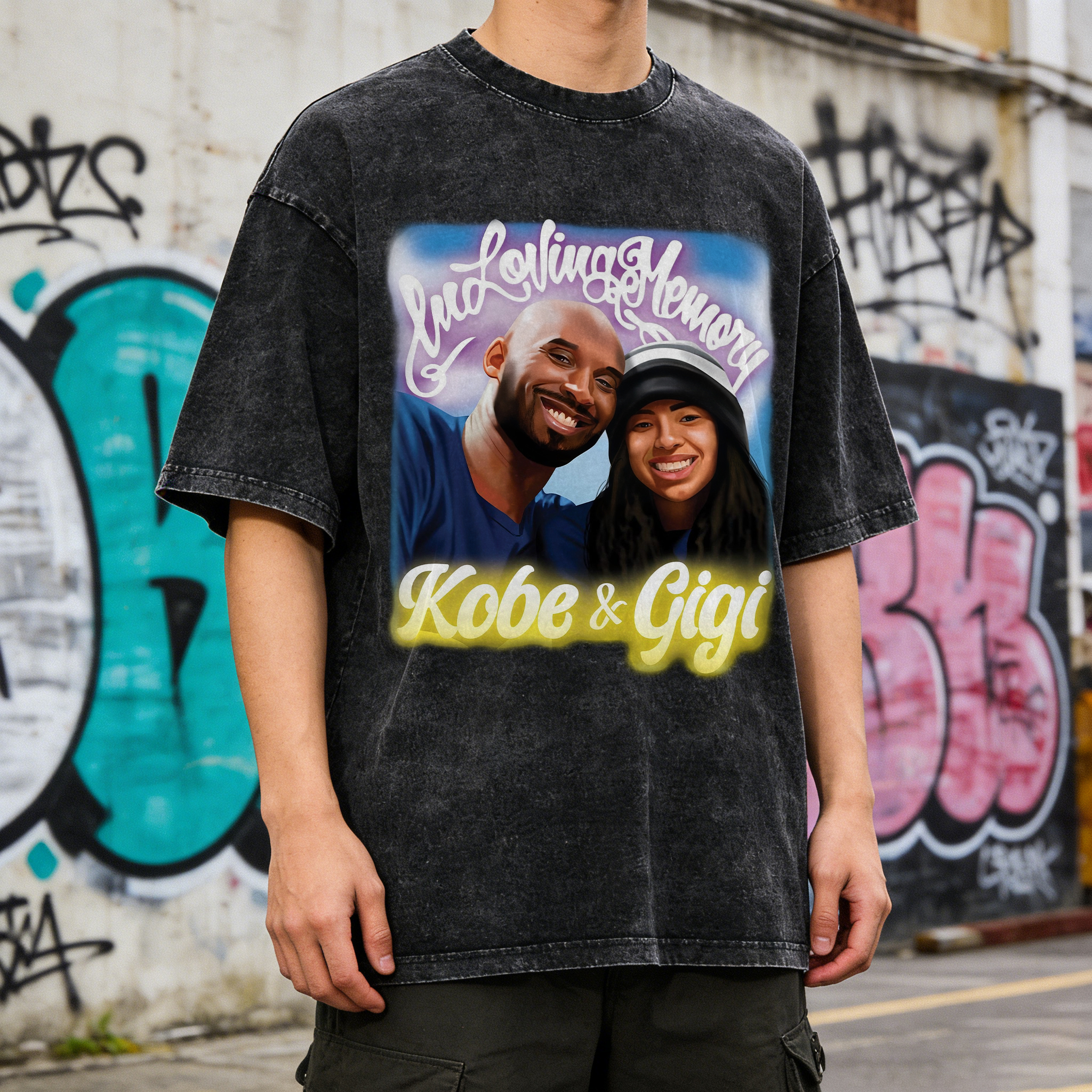 Kobe & Gigi Printed Men's Washed Tee