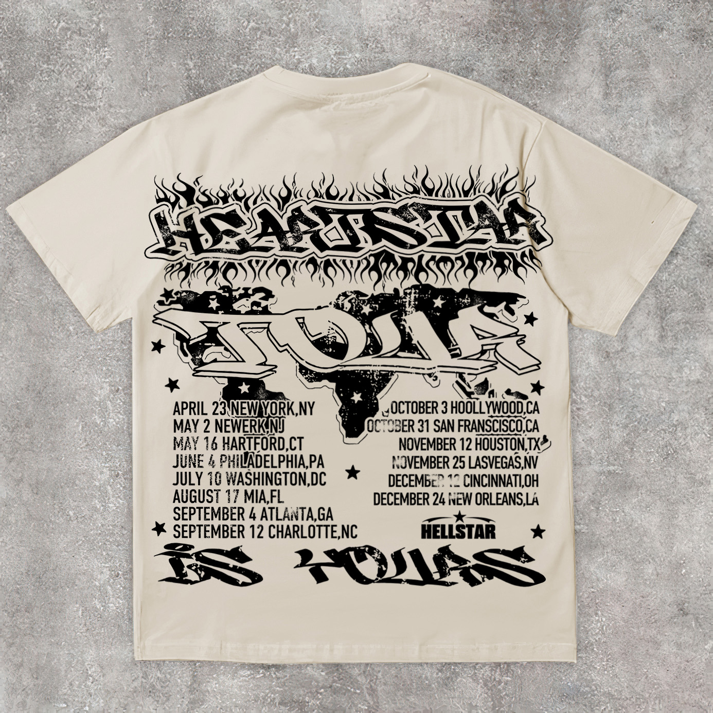 Vintage Hellstar Worldwide Casual Cotton Short Sleeve T-Shirt