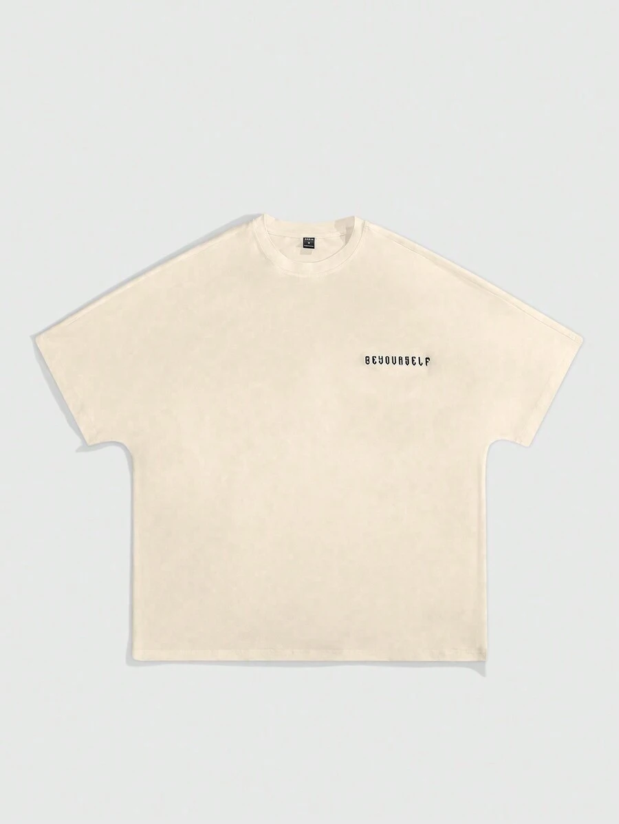 PAVTROS Manfinity Streetrush Men's Fashion Figure & Letter Print Batwing T-Shirt