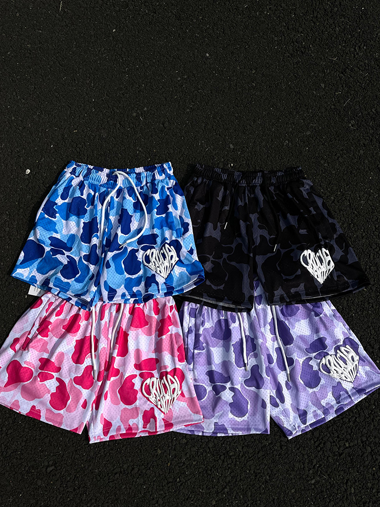 Camo Puff Printed Mesh Shorts