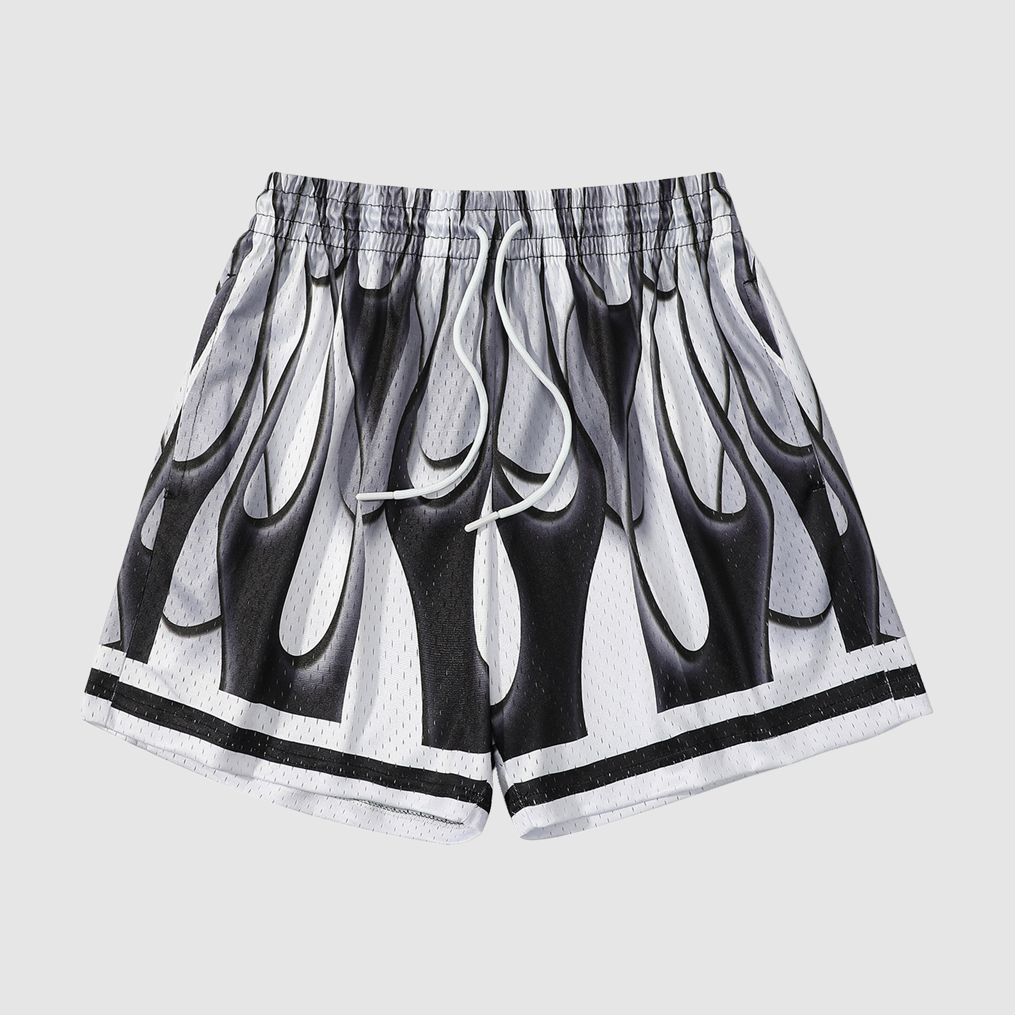 Black White Flame Men's Athletic Shorts