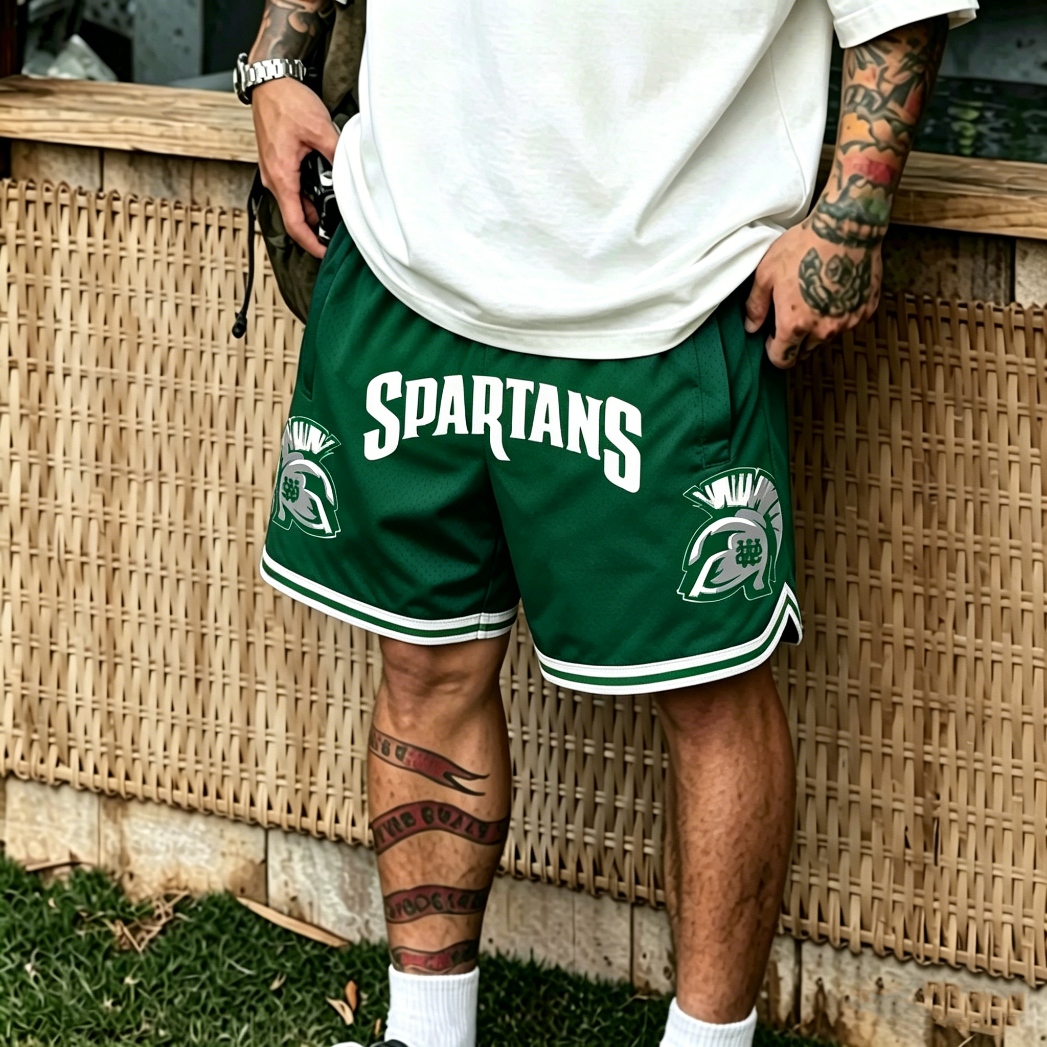 WHITE STATION Basketball Shorts