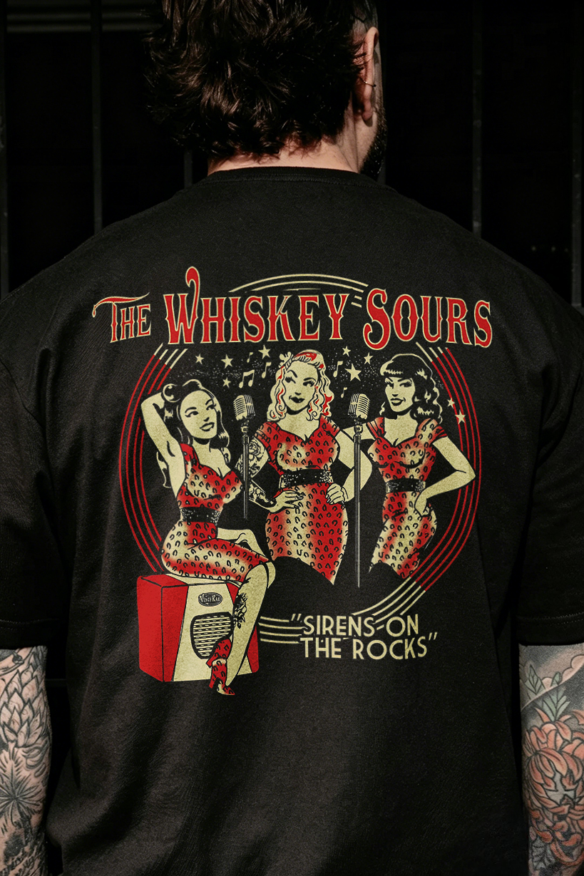 THE WHISKEY SOURS "SIRENS-ON THE ROCKS" Printed Men's T-shirt