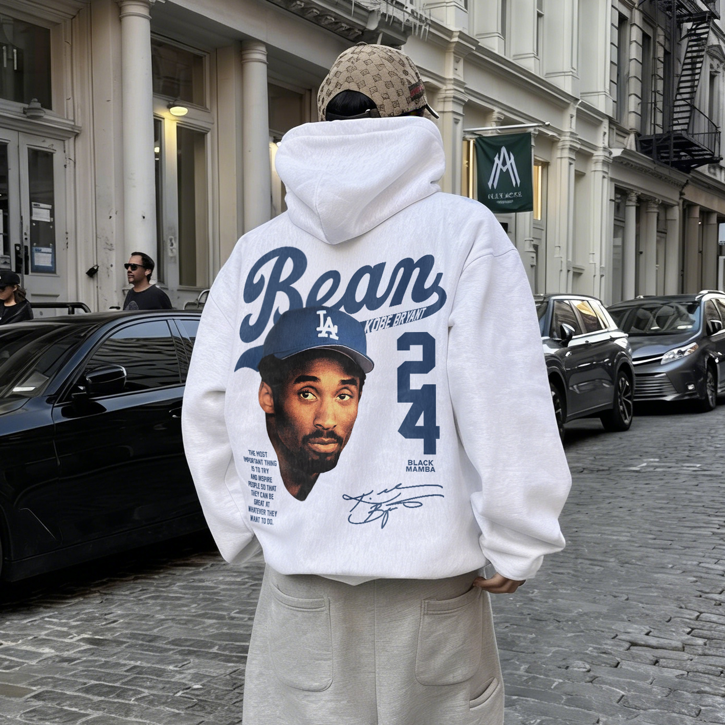 Bean Kobe Bryant 24 Printed Men's Hoodie